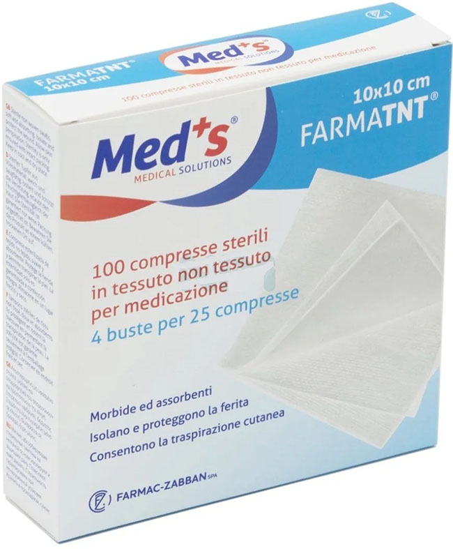 GARZA COMPRESSA MEDS FARMATNT IN TESSUTO NON TESSUTO 10X10CM 100 PEZZI - farmanauta.it