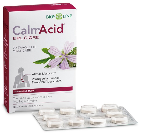 BIOSLINE CALMACID BRUCIORE 20 TAVOLETTE MASTICABILI - farmanauta.it