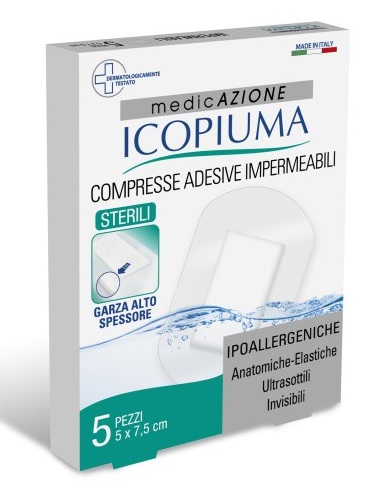 GARZA COMPRESSA ICOPIUMA MEDICATA POSTOPERATORIA 5X7,5 CM 5 PEZZI - farmanauta.it