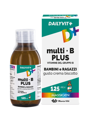 DAILYVIT+ MULTI B PLUS VITAMINE DEL GRUPPO B PER BAMBINI E RAGAZZI GUSTO CREMA BISCOTTO 125 ML - farmanauta.it