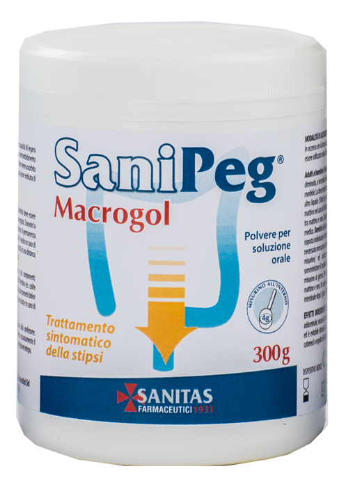 SANIPEG MACROGOL POLVERE PER SOLUZIONE ORALE BARATTOLO 300 G - farmanauta.it