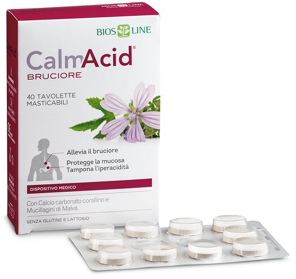 BIOSLINE CALMACID BRUCIORE 40 TAVOLETTE MASTICABILI - farmanauta.it