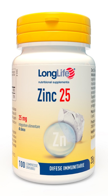 LONGLIFE ZINC 25 MG 100 COMPRESSE - farmanauta.it