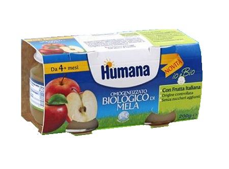 HUMANA OMOGENEIZZATO MELA BIO 2 VASETTI 100G - farmanauta.it