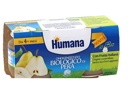 HUMANA OMOGENEIZZATO PERA BIO 2 VASETTI 100 G - farmanauta.it