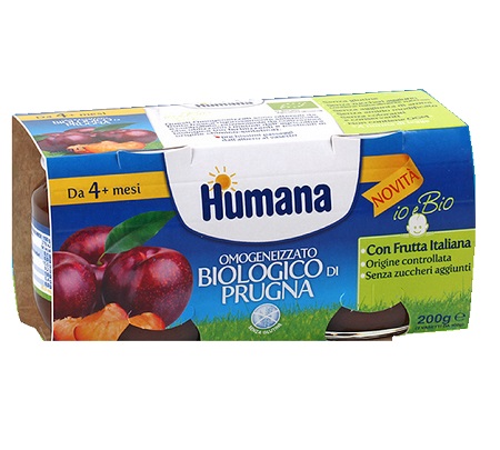 HUMANA OMOGENEIZZATO PRUGNA BIO 2 VASETTI 100 G - farmanauta.it
