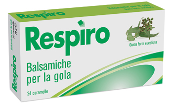 CARAMELLE BALSAMICHE PER LA GOLA RESPIRO GUSTO FORTE EUCALIPTO 24 PEZZI - farmanauta.it