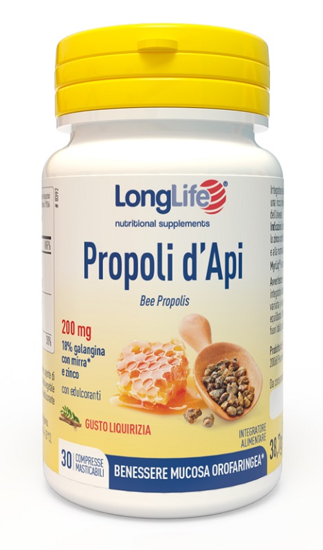 LONGLIFE PROPOLI D'API 30 COMPRESSE MASTICABILI - farmanauta.it