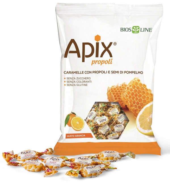 APIX PROPOLI CARAMELLA ARANCIA 50 G BIOSLINE - farmanauta.it