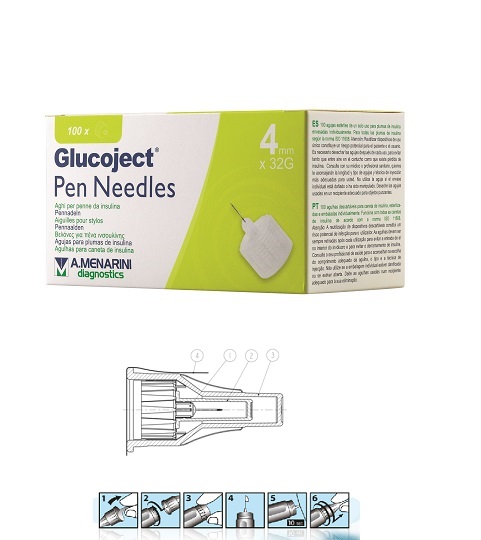 AGO PER PENNA DA INSULINA GLUCOJECT LUNGHEZZA 4 MM GAUGE 32 100 PEZZI - farmanauta.it