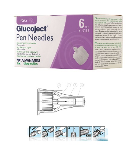 AGO PER PENNA DA INSULINA GLUCOJECT LUNGHEZZA 6 MM GAUGE 31 100 PEZZI - farmanauta.it