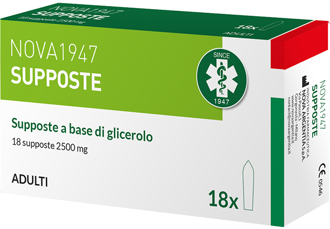 NOVA1947 GLICEROLO 2500MG SUPPOSTE ADULTI 18 PEZZI - farmanauta.it
