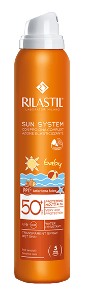 RILASTIL SUN SYSTEM BABY PPT SPF 50+ TRANSPARENT SPRAY WET SKIN 200 ML - farmanauta.it
