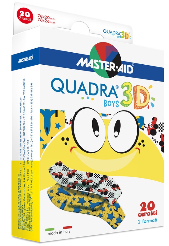 CEROTTO MASTER-AID QUADRA 3D BOYS 20 PEZZI ASSORTITI - farmanauta.it