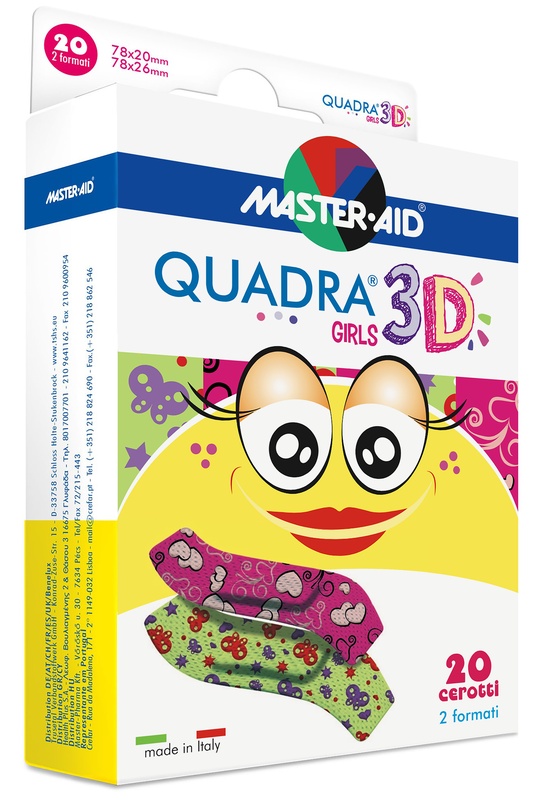 CEROTTO MASTER-AID QUADRA 3D GIRLS 20 PEZZI ASSORTITI - farmanauta.it