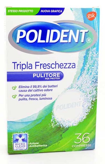 POLIDENT TRIPLA FRESCHEZZA 36 COMPRESSE - farmanauta.it
