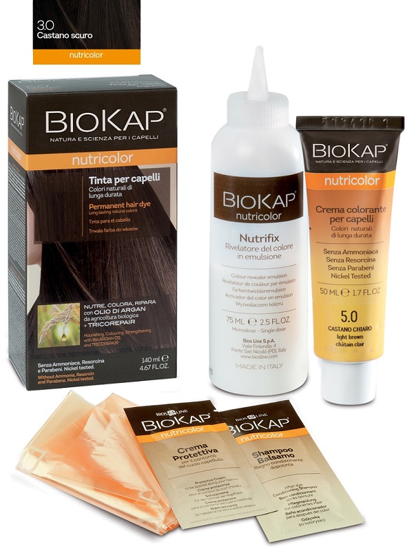 BIOKAP NUTRICOLOR 3,0 NEW CASTANO SCURO TINTA TUBO + FLACONE - farmanauta.it