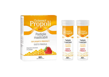 GOLASEPT PROPOLI BABY 24 COMPRESSE MASTICABILI FRAGOLA - farmanauta.it