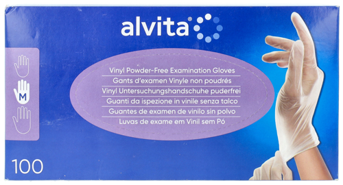 GUANTI DA ISPEZIONE ALVITA IN VINILE SENZA TALCO M 100 PEZZI - farmanauta.it