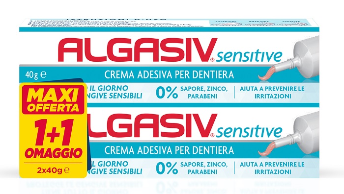 ALGASIV CREMA ADESIVA DENTIERE CONFEZIONE IN ABBINAMENTO 40 G+ 40 G - farmanauta.it