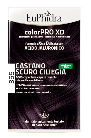 EUPHIDRA COLORPRO XD 355 CASTANO SCURO CILIEGIA GEL COLORANTE CAPELLI IN FLACONE + ATTIVANTE + BALSAMO + GUANTI - farmanauta.it