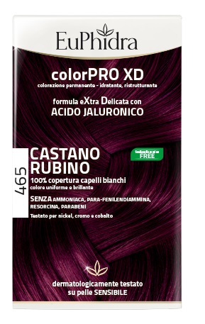 EUPHIDRA COLORPRO XD 465 CAST RUBINO GEL COLORANTE CAPELLI IN FLACONE + ATTIVANTE + BALSAMO + GUANTI - farmanauta.it