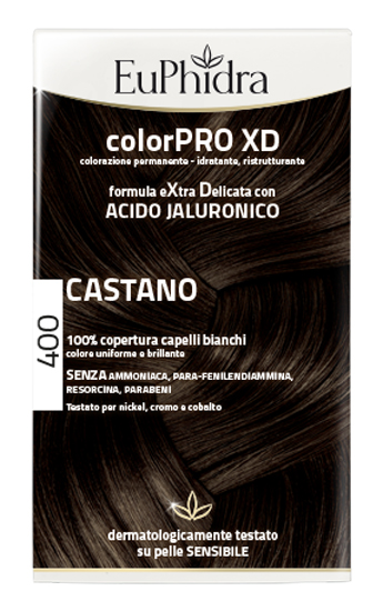EUPHIDRA COLORPRO XD 400 CASTANO GEL COLORANTE CAPELLI IN FLACONE + ATTIVANTE + BALSAMO + GUANTI - farmanauta.it