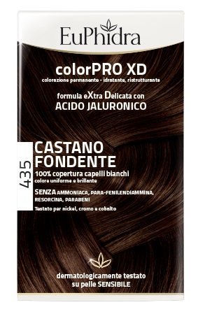 EUPHIDRA COLORPRO XD 435 CASTANO FONDENTE GEL COLORANTE CAPELLI IN FLACONE + ATTIVANTE + BALSAMO + GUANTI - farmanauta.it