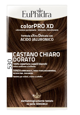 EUPHIDRA COLORPRO XD 530 CASTANO CHIARO DORATO GEL COLORANTE CAPELLI IN FLACONE + ATTIVANTE + BALSAMO + GUANTI - farmanauta.it