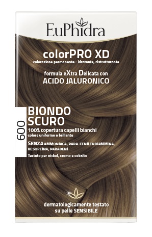 EUPHIDRA COLORPRO XD 600 BIONDO SCURO GEL COLORANTE CAPELLI IN FLACONE + ATTIVANTE + BALSAMO + GUANTI - farmanauta.it