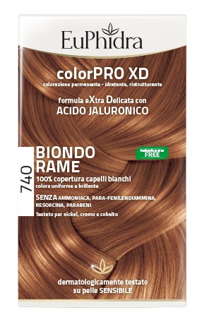 EUPHIDRA COLORPRO XD 740 BIONDO RAME GEL COLORANTE CAPELLI IN FLACONE + ATTIVANTE + BALSAMO + GUANTI - farmanauta.it