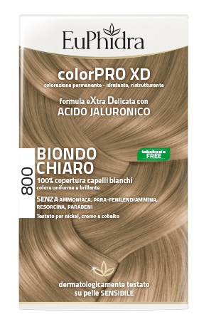EUPHIDRA COLORPRO XD 800 BIONDO CHIARO GEL COLORANTE CAPELLI IN FLACONE + ATTIVANTE + BALSAMO + GUANTI - farmanauta.it