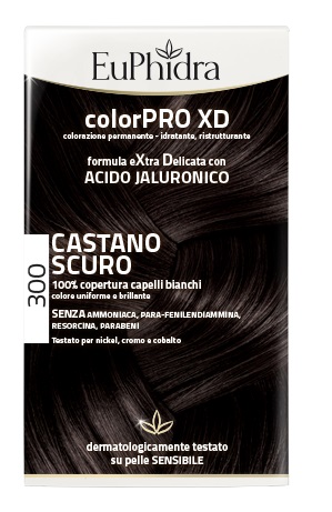 EUPHIDRA COLORPRO XD 300 CASTANO SCURO GEL COLORANTE CAPELLI IN FLACONE + ATTIVANTE + BALSAMO + GUANTI - farmanauta.it