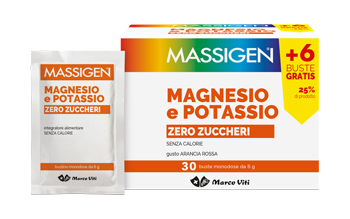 MASSIGEN MAGNESIO E POTASSIO ZERO ZUCCHERI 24 BUSTINE + 6 GRATIS - farmanauta.it