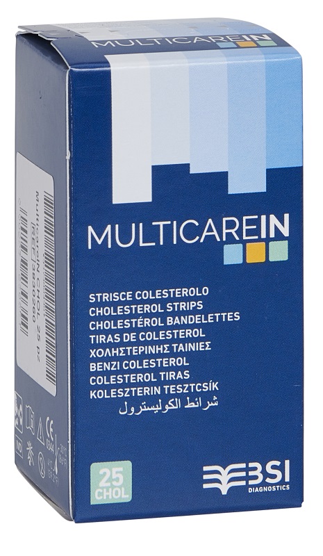 TEST COLESTEROLEMIA MULTICARE IN COLESTEROLO IN STRISCE CON ASPIRAZIONE CAPILLARE 25 PEZZI - farmanauta.it