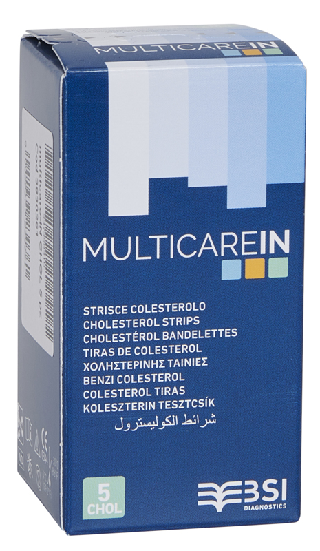 TEST COLESTEROLEMIA MULTICARE IN COLESTEROLO IN STRISCE CON ASPIRAZIONE CAPILLARE 5 PEZZI - farmanauta.it