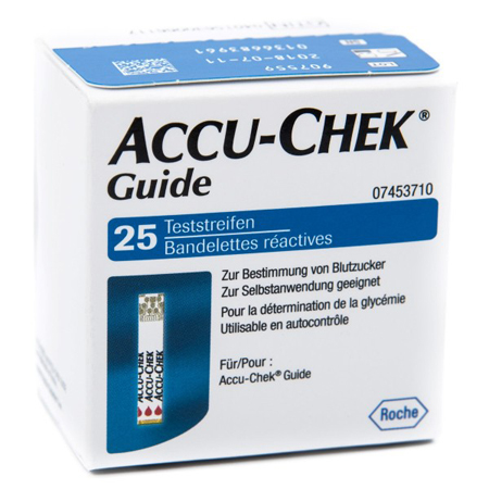 STRISCE MISURAZIONE GLICEMIA ACCU-CHEK GUIDE 25 PEZZI CONFEZIONE RETAIL - farmanauta.it