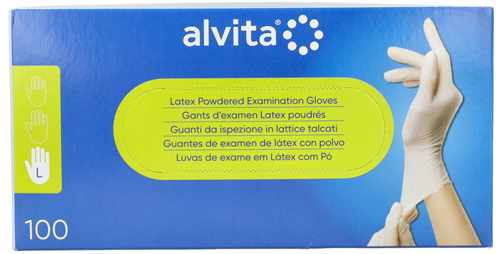 GUANTI DA ISPEZIONE ALVITA IN LATTICE TALCATI L 100 PEZZI - farmanauta.it