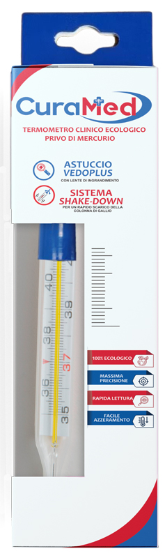 TERMOMETRO CLINICO OVALE AL GALLIO CON AGITATORE CURAMETER G - farmanauta.it