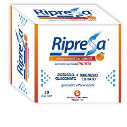 RIPRESA 30BUST 10G INTEGRATORE ALIMENTARE DI MAGNESIO E POTASSIO BUSTINE EFFERVESCENTI UTILE NEGLI STATI DI STANCHEZZA - farmanauta.it