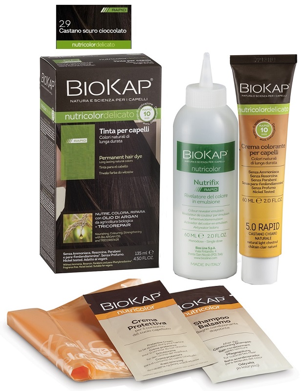 BIOS LINE  BIOKAP NUTRICOLOR DELICATO RAPID TINTA 2,9 CASTANO SCURO CIOCCOLATO 135 ML - farmanauta.it