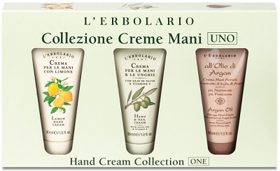 CREME MANI UNO COLLEZIONE CON CREMA MANI LIMONE 30 ML + CREMA MANI E UNGHIE OLIO D'OLIVA 30 ML + ALL'OLIO DI ARGAN CREMA MANI 30 ML - farmanauta.it