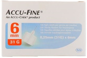 AGO PER PENNA DA INSULINA ACCU-FINE PEN NEEDLE ACCU-CHEK GAUGE 31 X 6MM 100 PEZZI - farmanauta.it