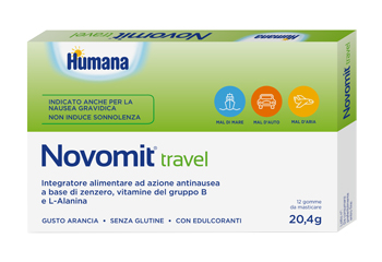NOVOMIT TRAVEL 12 GOMME DA MASTICARE GUSTO ARANCIA - farmanauta.it