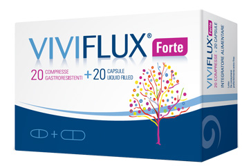 VIVIFLUX FORTE 20 COMPRESSE GASTRORESISTENTI + 20 CAPSULE LIQUID FILLER - farmanauta.it