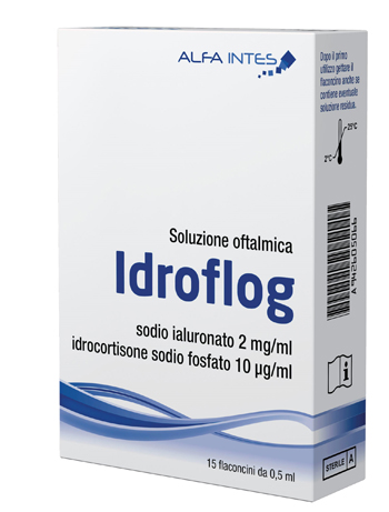 SOLUZIONE OFTALMICA IDROFLOG A BASE DI IALURONATO DI SODIO E IDROCORTISONE SODIO FOSFATO 15 FLACONCINI DA 0,5 ML - farmanauta.it