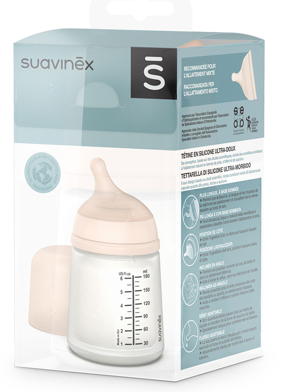 SUAVINEX ZERO ZERO BIBERON SPECIALE ALLATTAMENTO DA 180ML TAGLIA UNICA - farmanauta.it