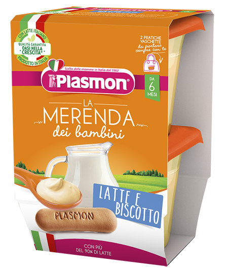 PLASMON LA MERENDA DEI BAMBINI MERENDE LATTE BISCOTTO ASETTICO 2 X 120 G - farmanauta.it