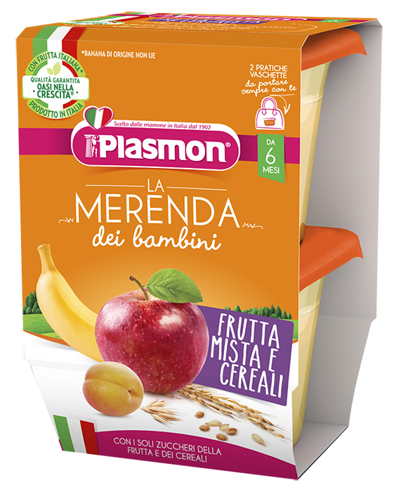 PLASMON LA MERENDA DEI BAMBINI MERENDE FRUTTA CEREALI ASETTICO 2 X 120 G - farmanauta.it