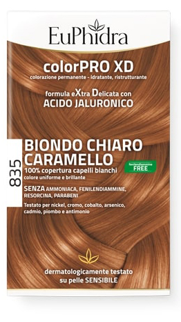 EUPHIDRA COLORPRO GEL COLORANTE CAPELLI XD 835 CARAMELLO 50 ML + ATTIVANTE + BALSAMO + GUANTI - farmanauta.it